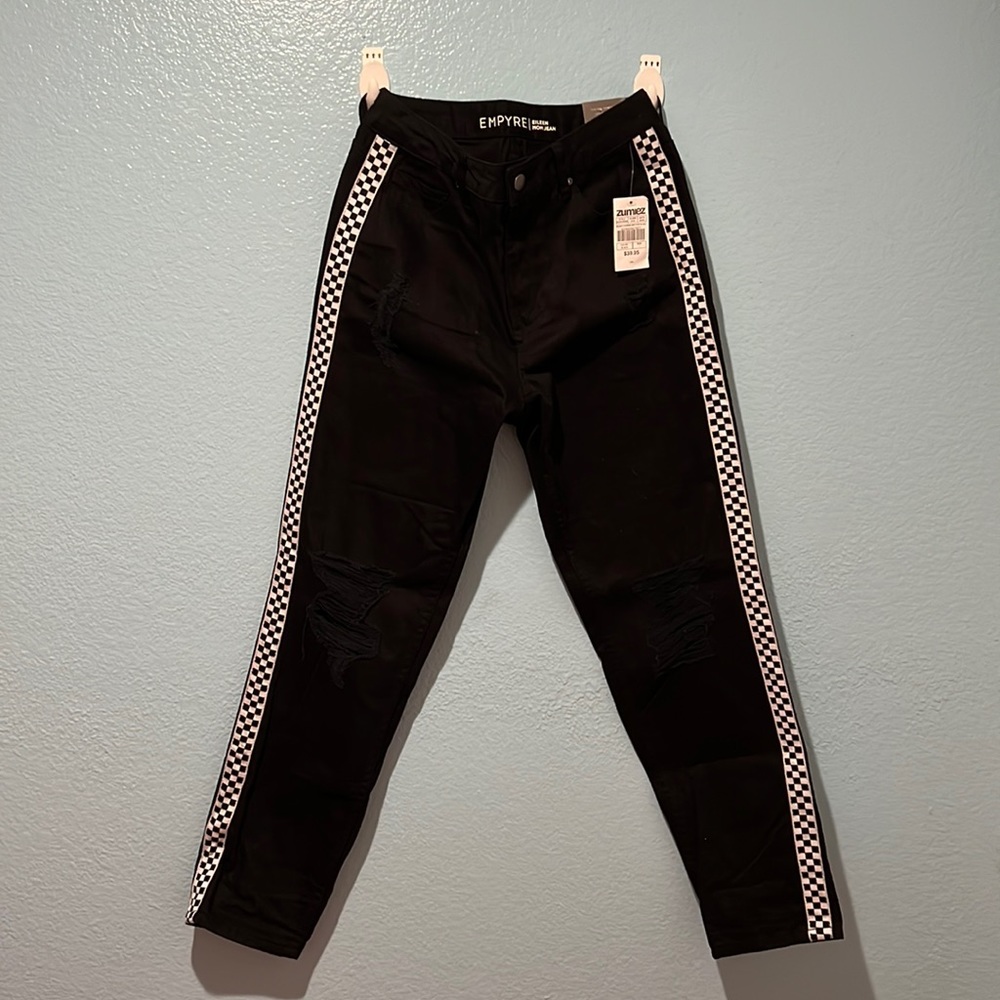 Black Checkered Jeans